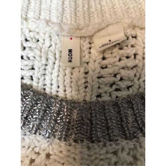 Anthropologie Moth Cream Silver Knit wool blend Sweater - Picture 11 of 12